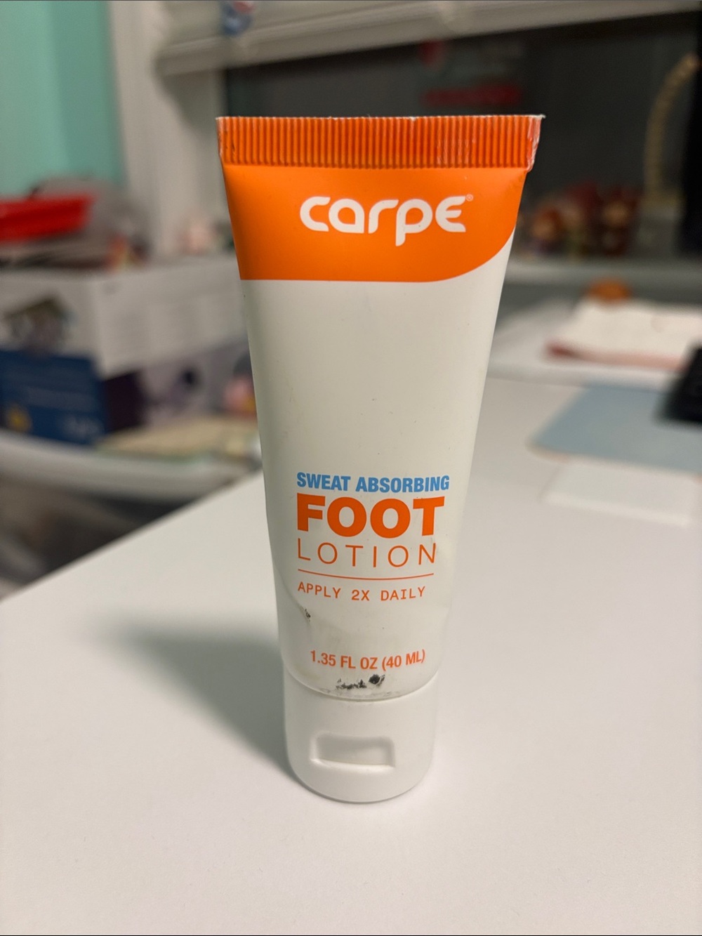 Carpe Sweat Absorbing Foot Lotion - White & Orange Tube - gently used